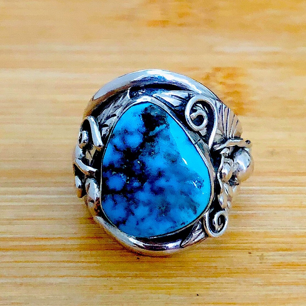 $98 Native American Southwest Artisan Estate Turquoise Ring Sterling Silver - Picture 6 of 11